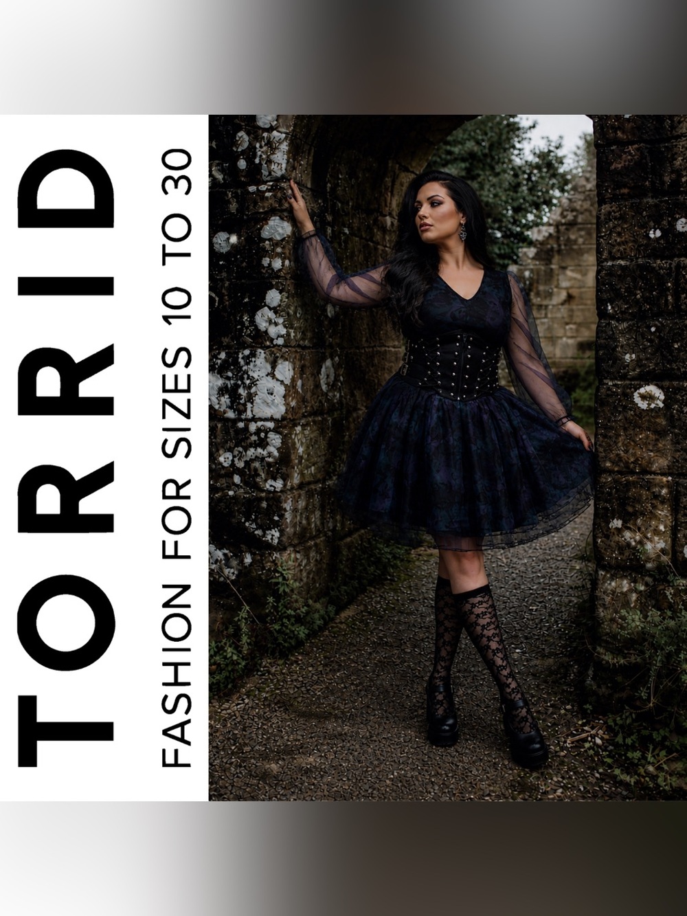 Torrid Nightfall Gothic Balloon Sleeve Top & Tiered Mini Skirt Set, Large, NWT!